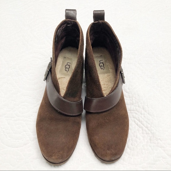 Ugg Wright Belted Bootie Brown Suede Womens Sz 6 - Picture 2 of 8